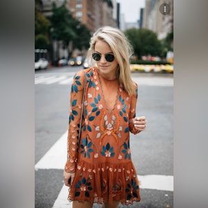 Free People Burnt Orange Hearts Are Wild Mini Dress